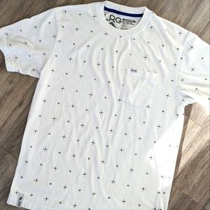 LRG Pocket Tshirt White w/black allover print, Medium